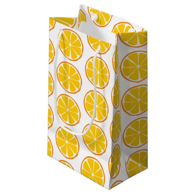 Summer Citrus Orange Geschenktasche - SM/MED/WEIN Kleine Geschenktüte (Vorderseite Schrägansicht)