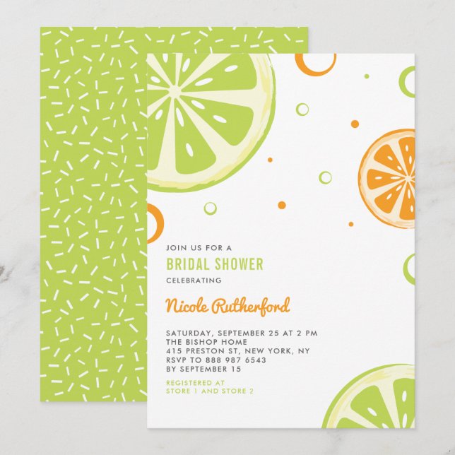 Summer Citrus Slices Bridal Dusche Einladung (Vorne/Hinten)