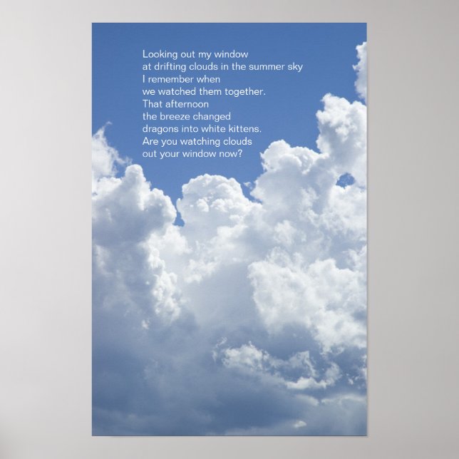 Summer Clouds Gedicht Poster (Vorne)