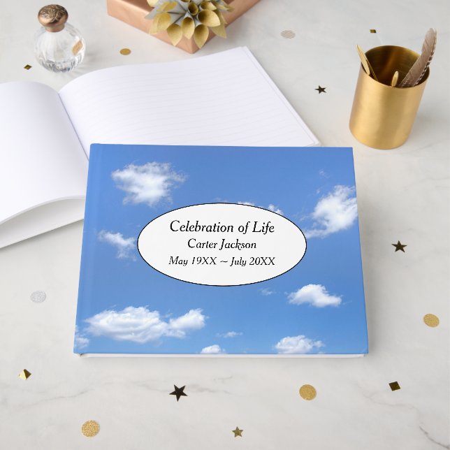 Summer Clouds In Sky for Memorial Service  Gästebuch (Vorderseite Offen)