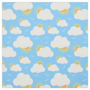 Summer Clouds und Sunshine Sky Gemustert Stoff