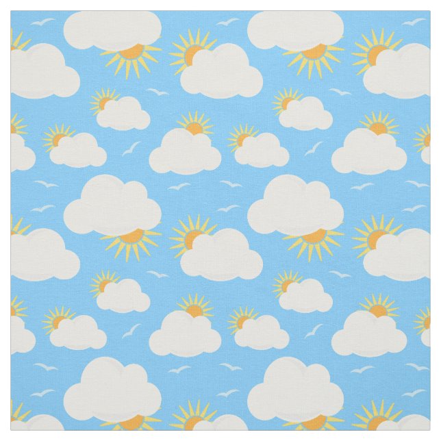 Summer Clouds und Sunshine Sky Gemustert Stoff (Muster)