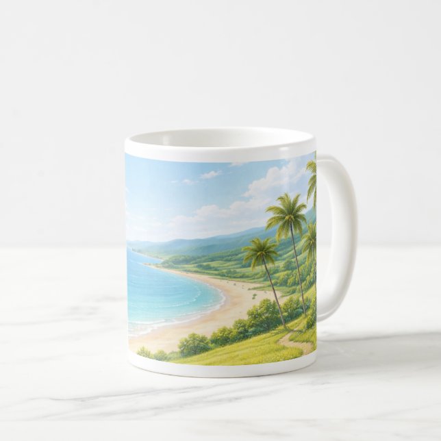 Summer Coastal Landscape Mug Kaffeetasse (VorderseiteRechts)