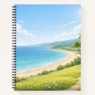 Summer Coastal Landscape Spiral Notebook Notizbuch