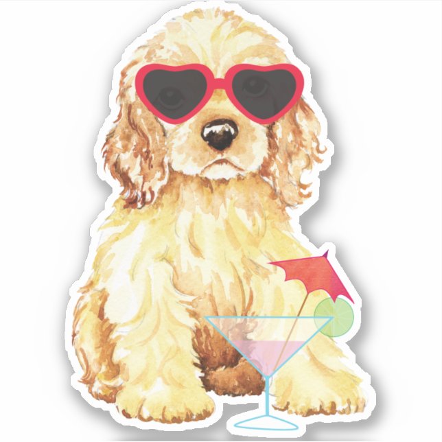 Summer Cocker Spaniel Vinyl Sticker (Vorderseite)