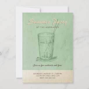 Summer Cocktail Party Adult Retro Style Minze Grün Einladung