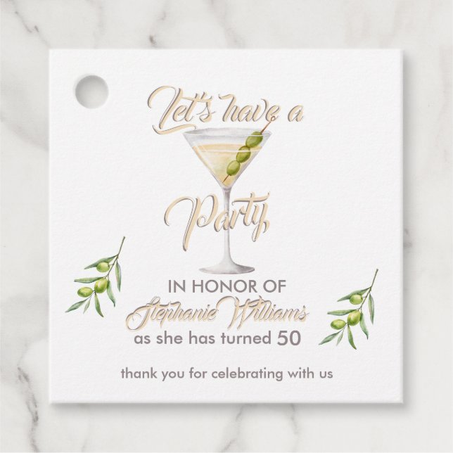 Summer Cocktail Women's 50. Geburtstagsparty Geschenkanhänger (Vorderseite)