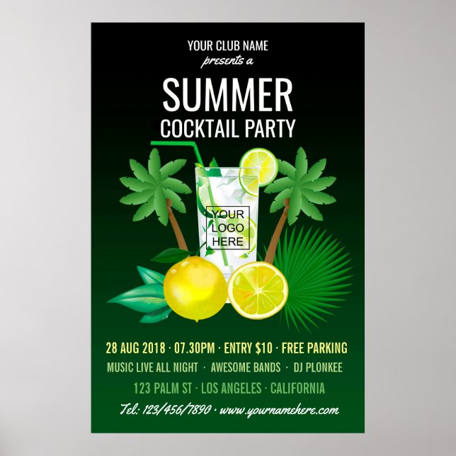 Summer Cocktails Club/Corporate Party Einladung Poster (Vorne)