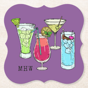 Summer Cocktails kundenspezifische Monogramm-Unter Untersetzer
