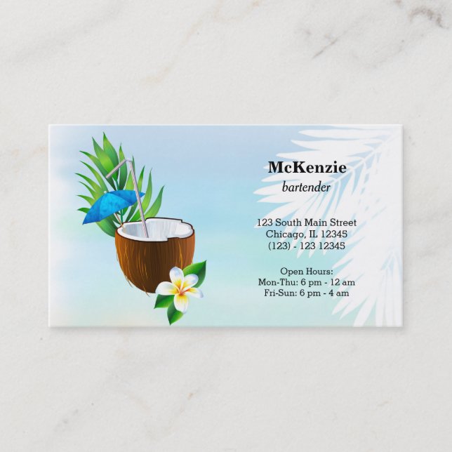 Summer Cocktails Visitenkarte (Vorderseite)