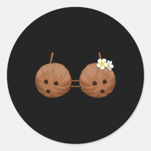 Summer Coconut Bra Halloween Kostüm Hawaii Aloha Runder Aufkleber