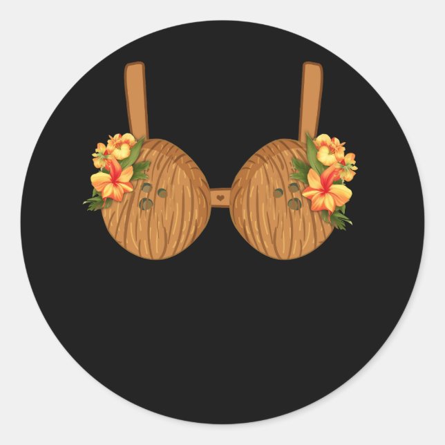 Summer Coconut Bra Halloween Kostüm Hawaii Hawaii Runder Aufkleber (Vorderseite)