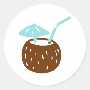 Summer Coconut Drink Runder Aufkleber