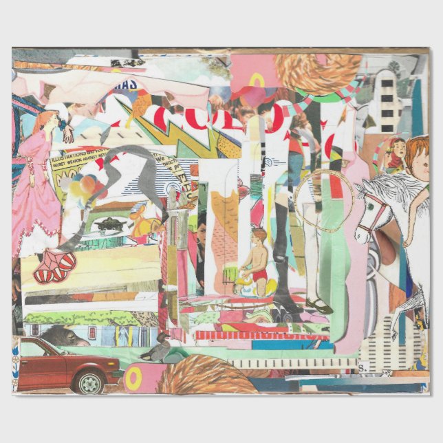 Summer Collage Wrapping Paper Geschenkpapier (Flach)