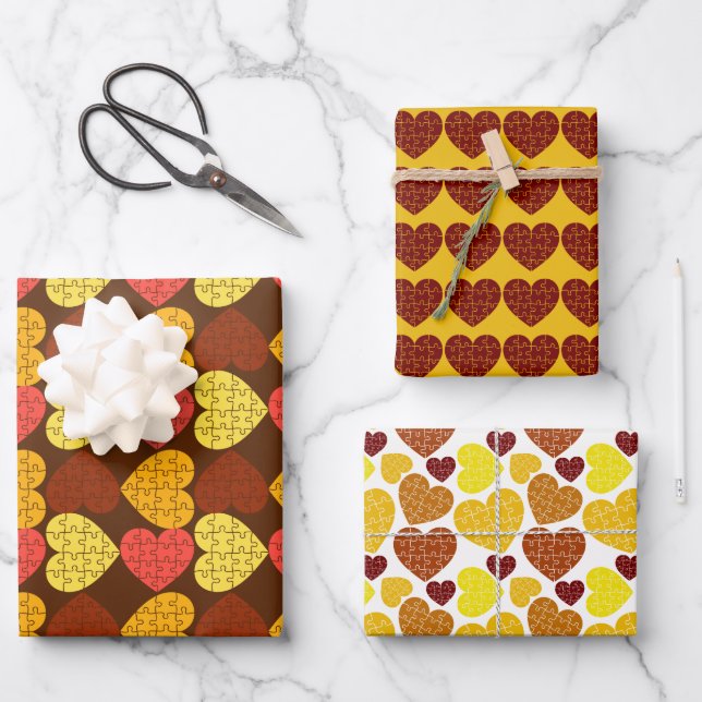 Summer Color Heart Shape Jigsaw Puzzle Geschenkpapier Set (Vorderseite)