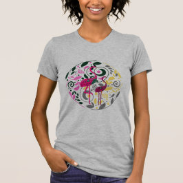 Summer Colorful Flamingo Circle Leaf Frauen T-Shirt