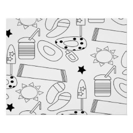 Summer Coloring Mat Beach Thema Poster