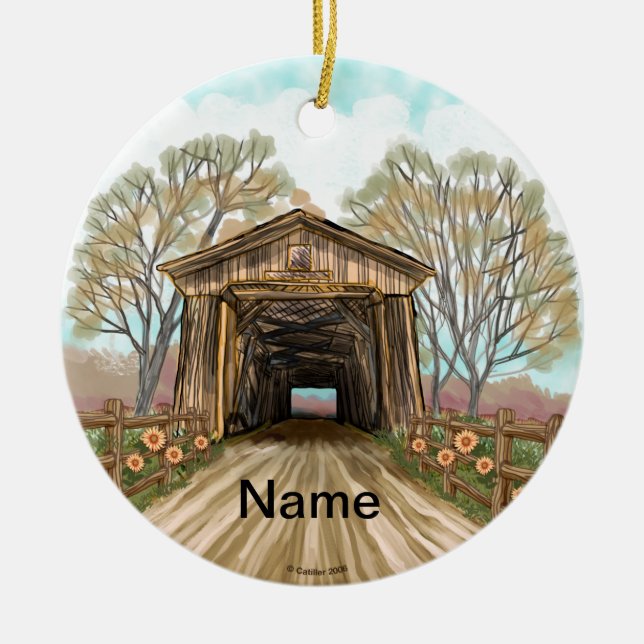 Summer Covered Bridge Keramik Ornament (Vorne)