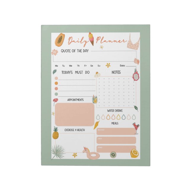 Summer Daily Planner Notepad  Notizblock (Rotiert)