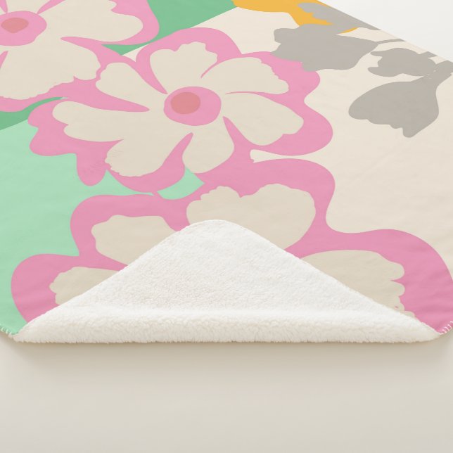 Summer Daisies Color Blocks Modern Floral  Sherpadecke (3/4)