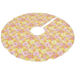 Summer Daisies Tree Skirt Leinenimitat Weihnachtsbaumdecke