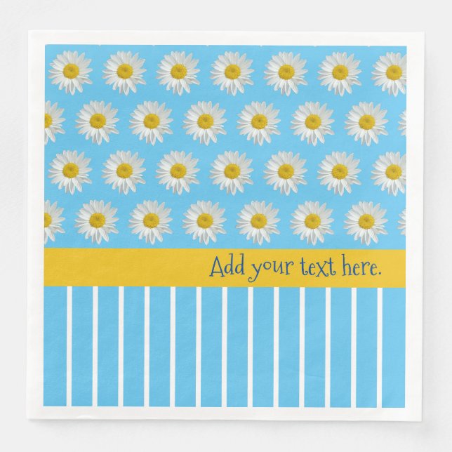 Summer Daisies und Cool Stripes Paper Napkin Serviette (Vorderseite)