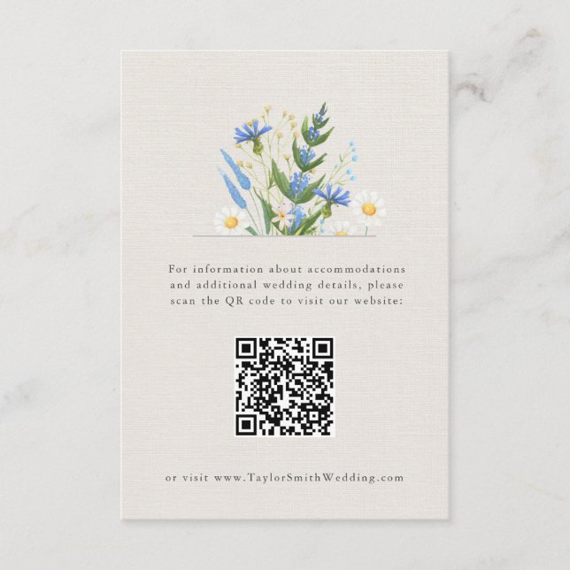 Summer Daisy Blue Floral Botanic Enclosure Card Begleitkarte (Vorderseite)