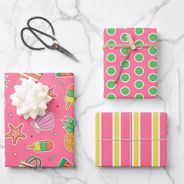 Summer Days Beach Wrapping Paper Set Geschenkpapier Set (Vorderseite)