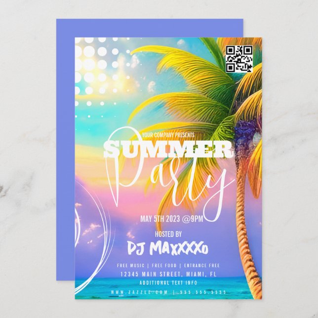 Summer DJ Event Beach Partys Club Flyer C Einladung (Vorne/Hinten)