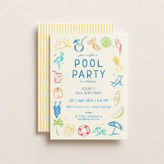Summer Doodle Party Einladung