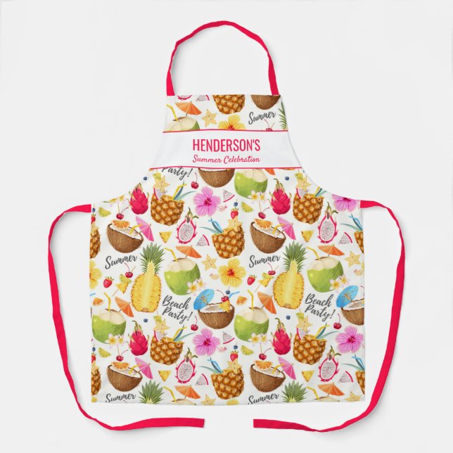 Summer Drinks Luau Beach Party Individuelle Name T Schürze (Vorderseite)