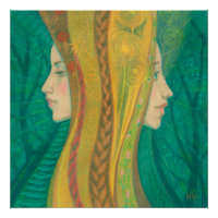 Summer Dryad Girls Forest Fantasy Art Green Yellow