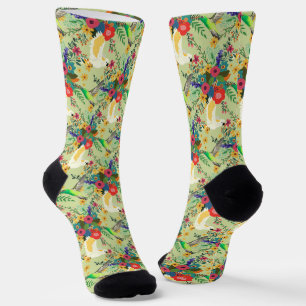 Summer Dschungel Tropical Parrot Blume Blossom Socken