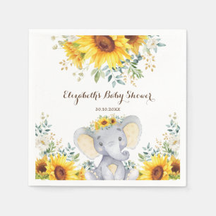 Summer Elephant Watercolor Sonnenblumendusche Serviette