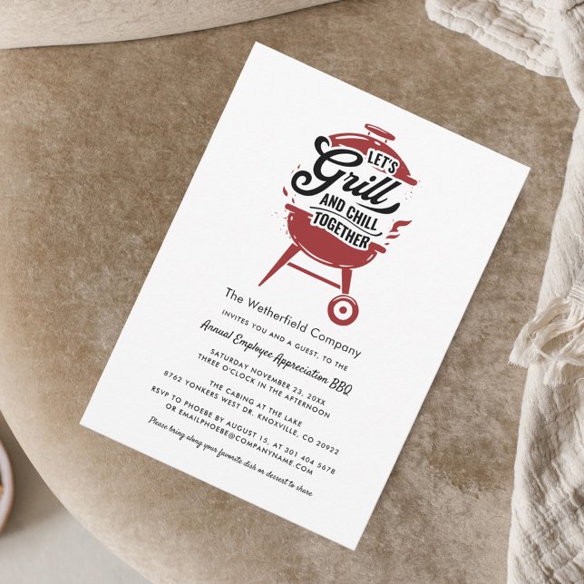 Summer Employee Appreciation GRILLEN Grill and Chi Einladung (Grill BBQ Employee Appreciation Summer Party Invitation)