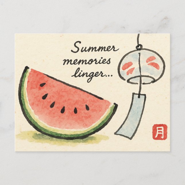 Summer Etegami Postcard Postkarte (Vorderseite)