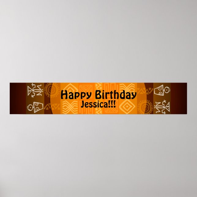 Summer Ethnic Personalisiert Birthday Banner 60x11 Poster (Vorne)