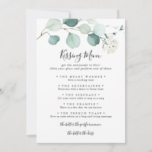 Summer Eukalyptus Wedding Kissing Menu Game Card