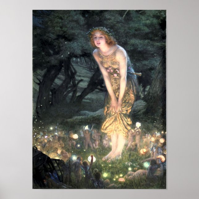 Summer Eve von Pre-Raphaelite Edward Robert Hughes Poster (Vorne)