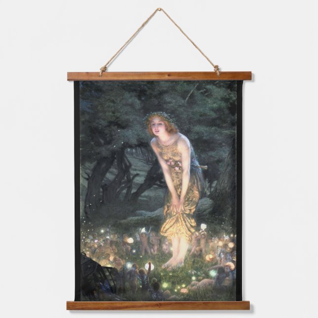Summer Eve von Pre-Raphaelite Edward Robert Hughes Wandteppich Mit Holzrahmen (Vorderseite)