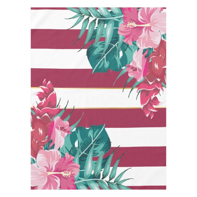 Summer Exotic Blume gestreift Burgund Tischdecke (Vorderseite)