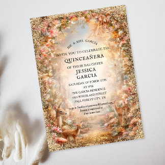 Summer Fairy Tale Enchanted Forest  Quinceañera  Einladung