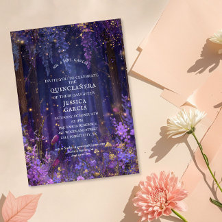 Summer Fairy Tale Enchanted Forest  Quinceañera  Einladung