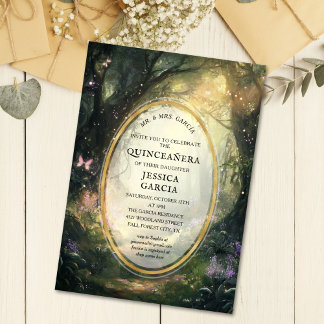 Summer Fairy Tale Enchanted Forest  Quinceañera  Einladung