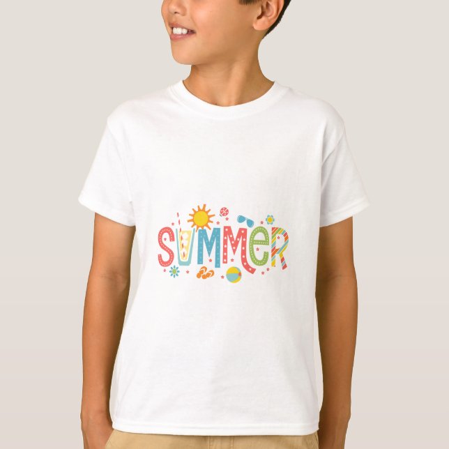 "Summer" farbiges Hemd T-Shirt (Vorderseite)