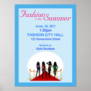 Summer Fashion Show Designer Custom Blue Poster