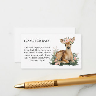 Summer Fawn Watercolor Baby Shower Books for Baby Begleitkarte