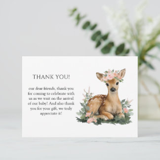 Summer Fawn Watercolor Baby Shower Thank You Dankeskarte