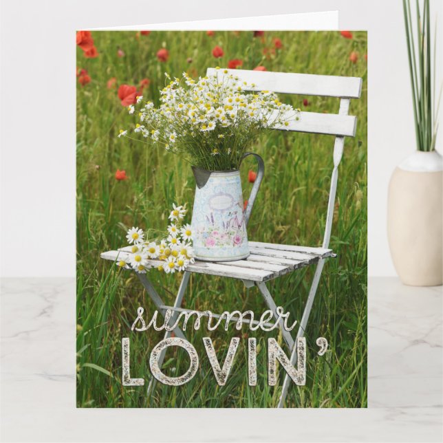 Summer Field Wild Blume Poppies + Text Karte (Vorderseite)