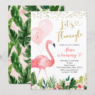 Summer Flamingo Balloon Einladung zum Geburtstag